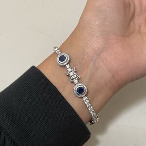 Estate Ross Simmons Sapphires With Cz Sterling Bracelet